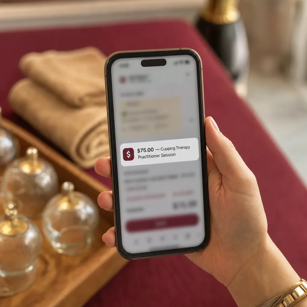 Your first paid session: payment received on the reader's phone